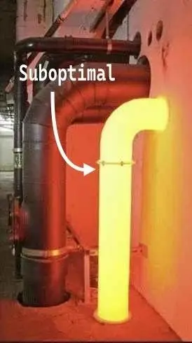 Photo of a yellow glowing pipe